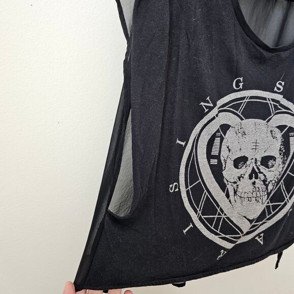 RARE Seneca Rising Black PacSun Sheer-Back Skull Tee size XS - Picture 5 of 9